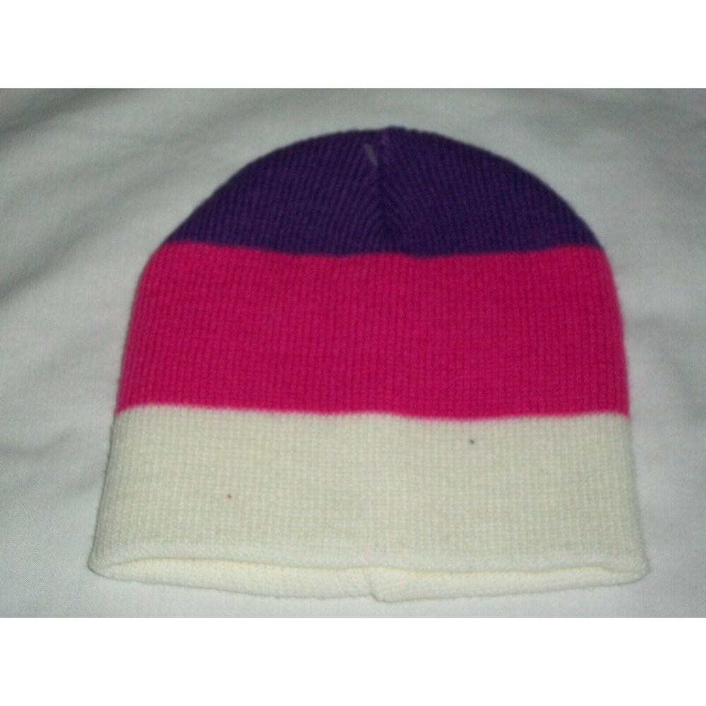 Purple Pink White Stripe Winter Hat Beanie Child's Infant Hat Cap Knit One Size